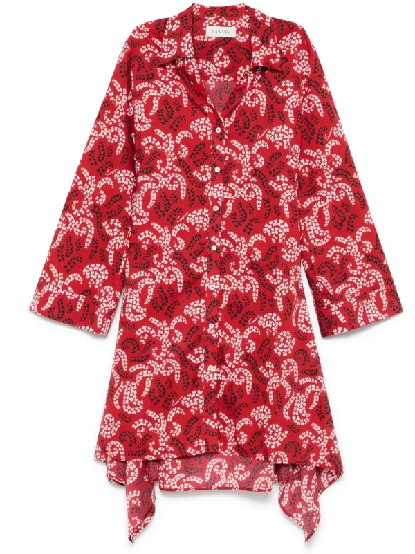 Lanvin Printed Midi Dress in Red