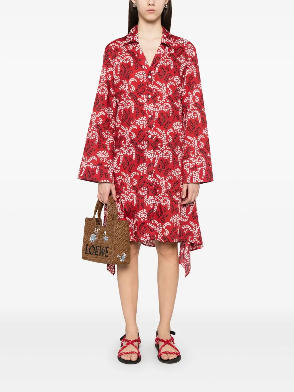 Lanvin Midi-jurk met print - Rood