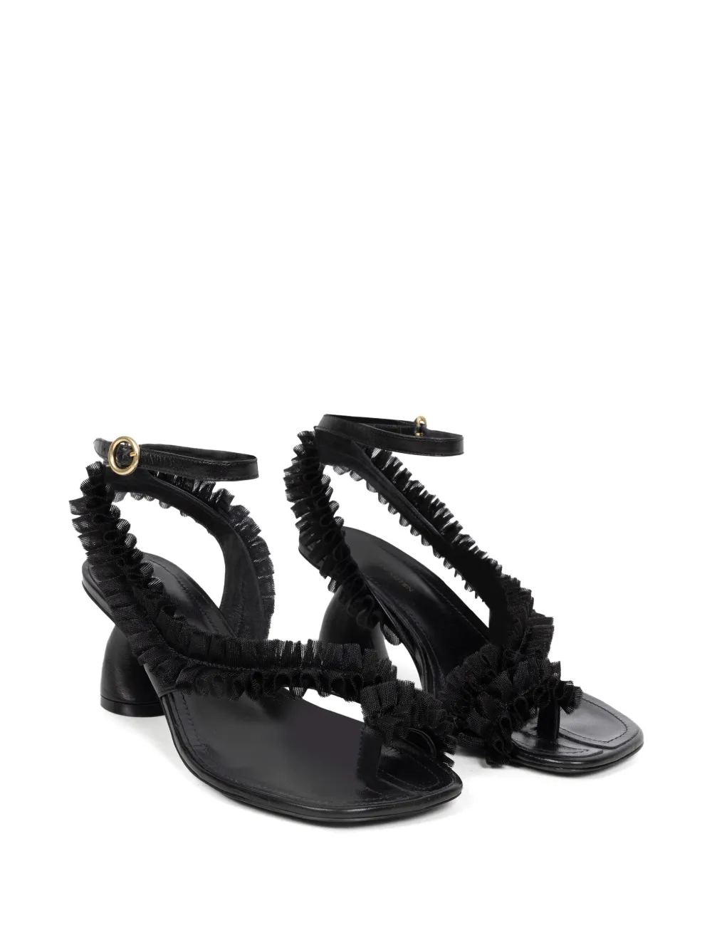 DRIES VAN NOTEN 65mm ruffled sandals - Zwart