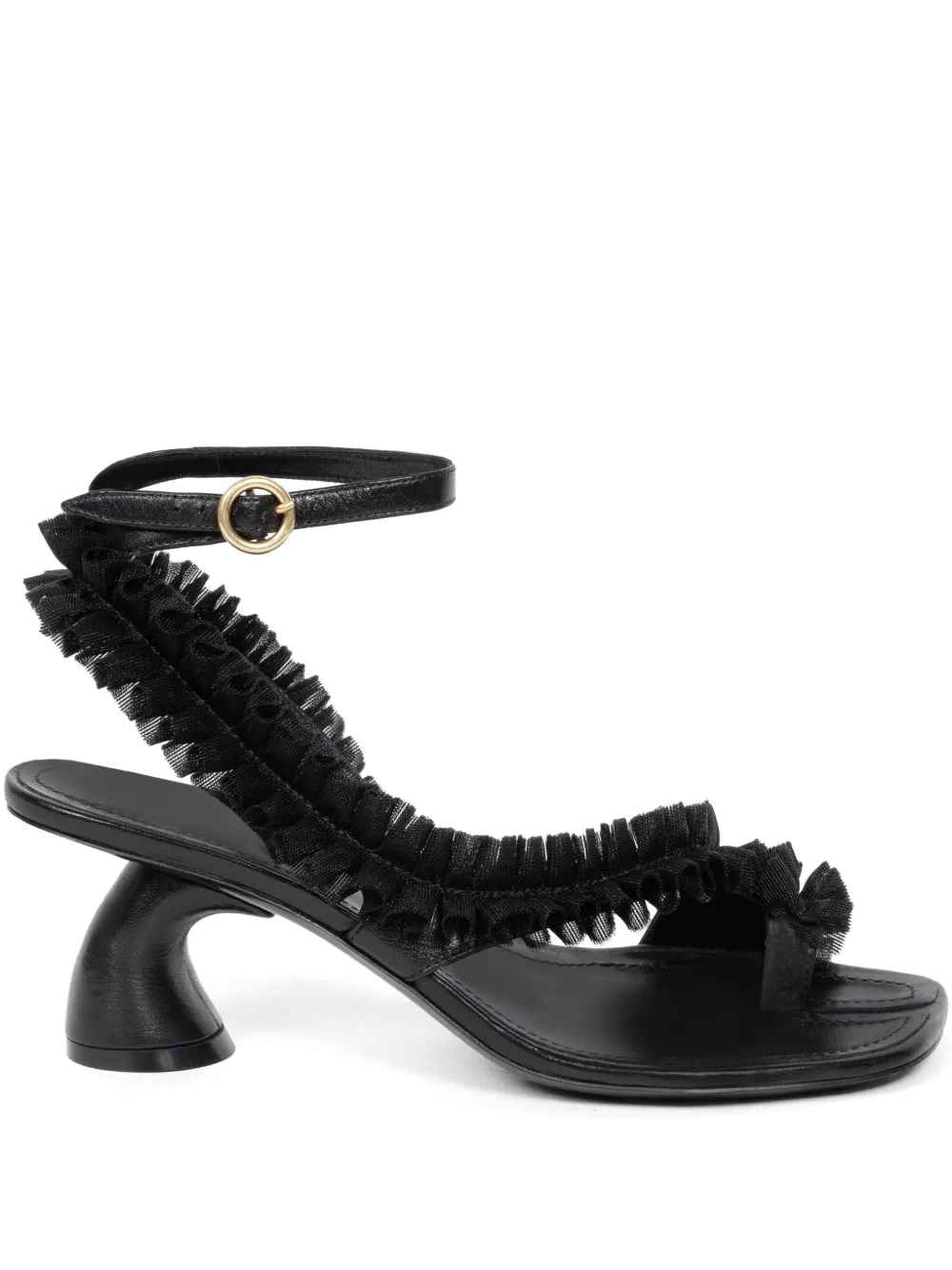 DRIES VAN NOTEN 65mm ruffled sandals Black