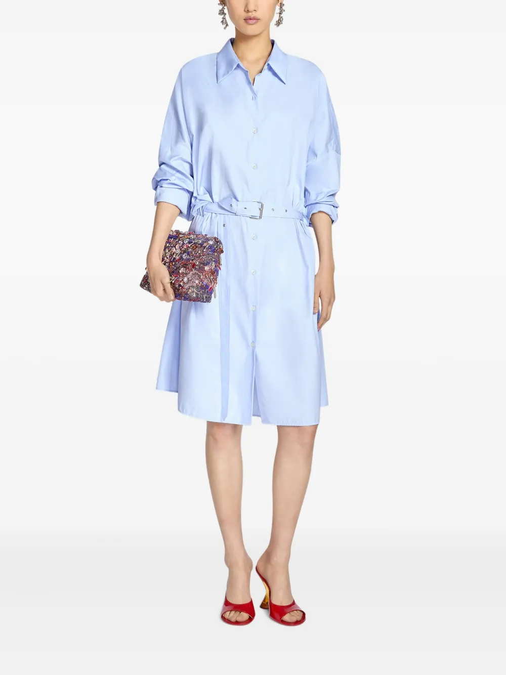 DRIES VAN NOTEN belted shirt dress - Blauw