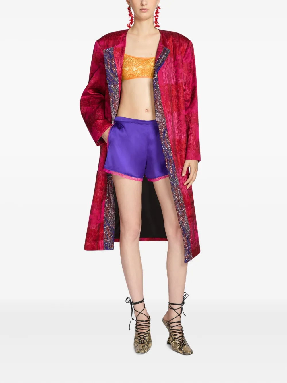 Shop Dries Van Noten Satin Mini Shorts In Purple