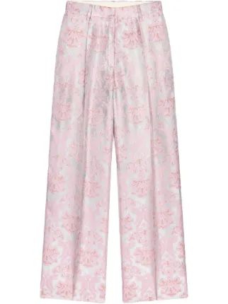 存在感絶大【Dries Van Noten】ジャカード ベルト付きパンツ DRIES VAN NOTEN ジャカード パンツ | ブルー | FARFETCH JP