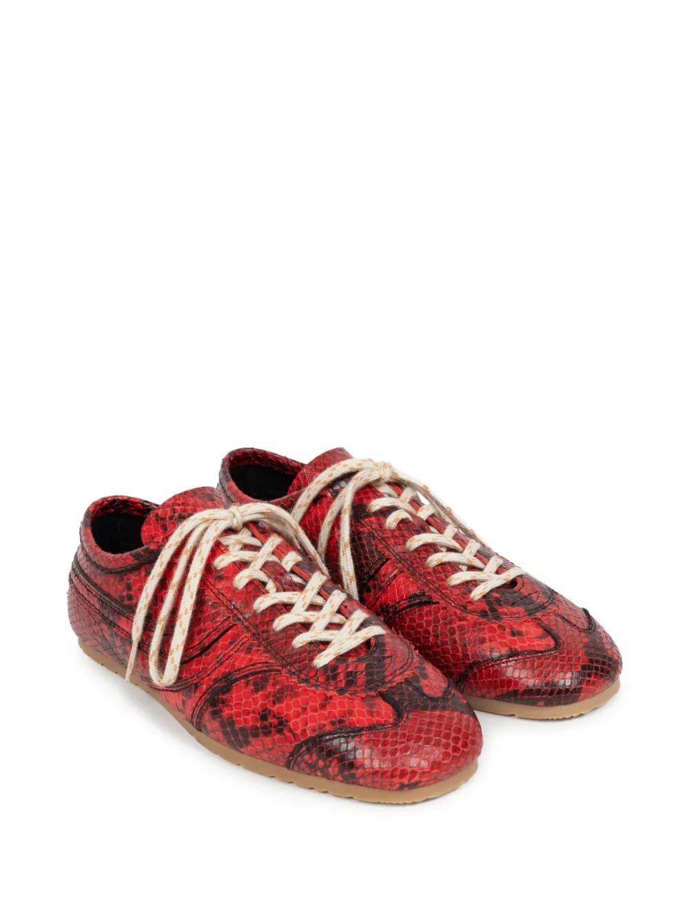 DRIES VAN NOTEN Dustin sneakers van slangenleer - Rood