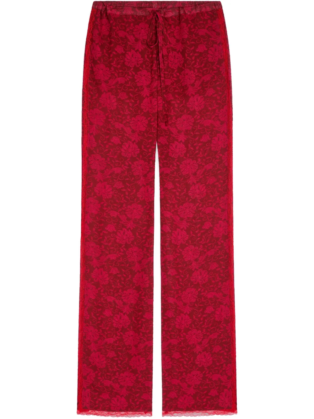 floral-jacquard trousers