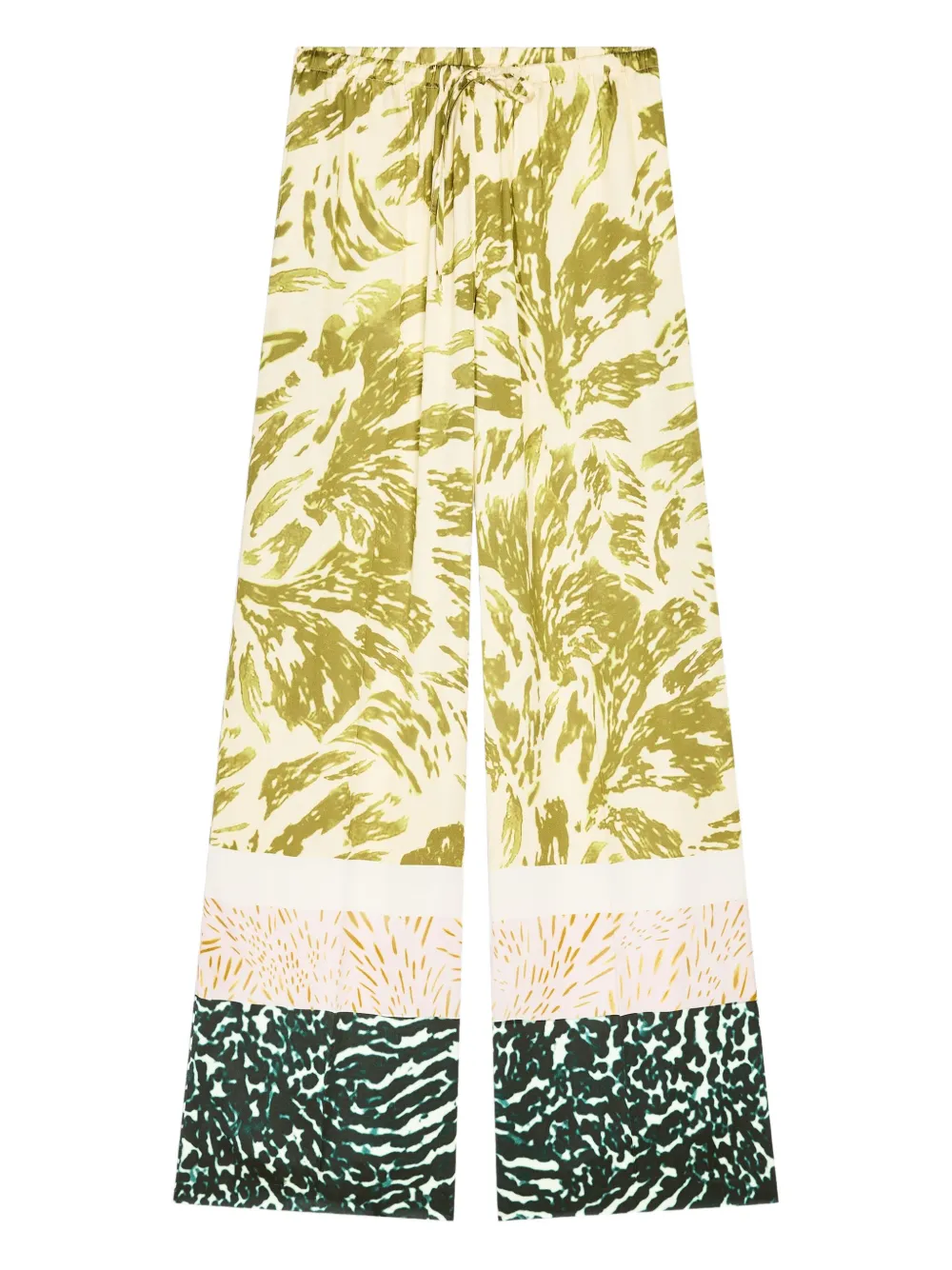 Dries Van Noten Floral-print Wide-leg Trousers In Green