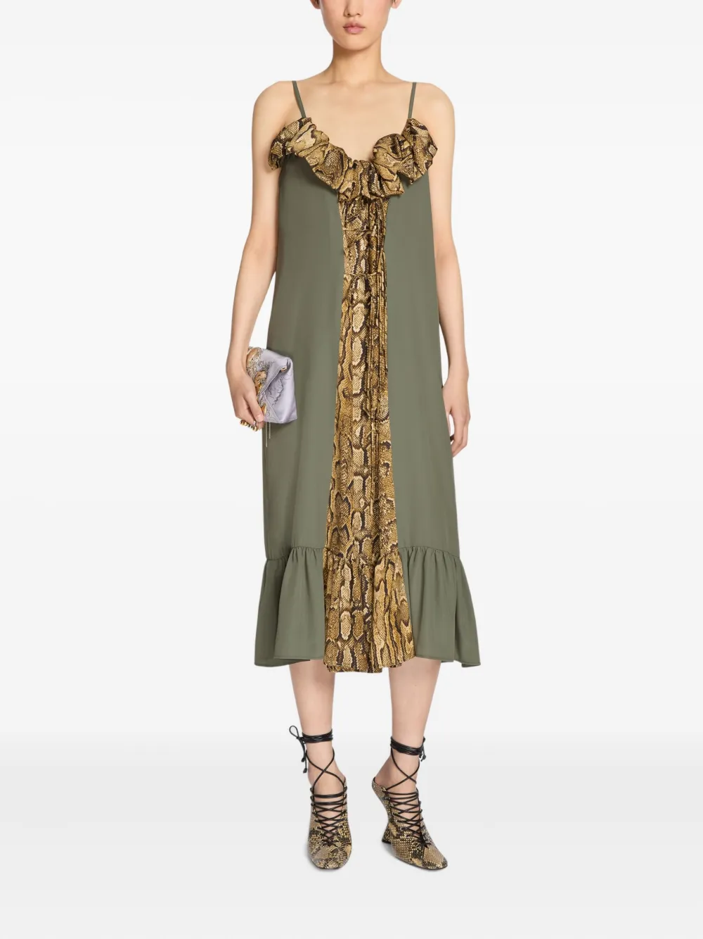 DRIES VAN NOTEN Jurk met ruches afwerking - Groen