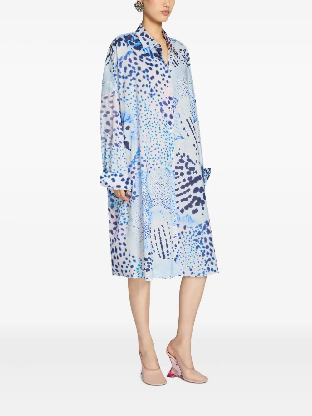 DRIES VAN NOTEN Blousejurk met print Blauw