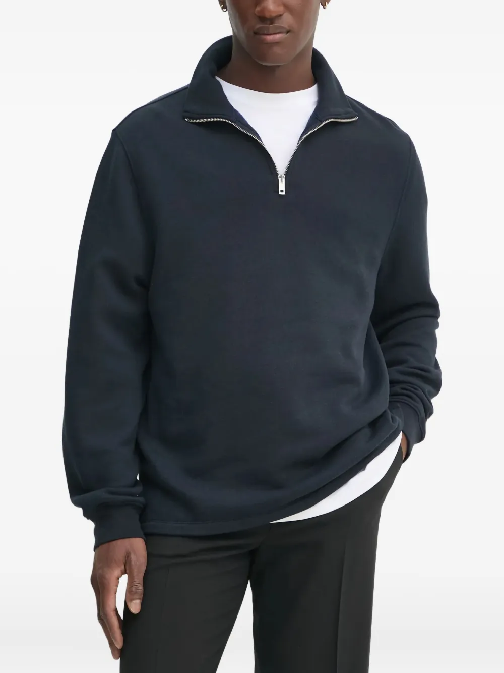 Filippa K High-neck Zip-up Sweatshirt In Blue