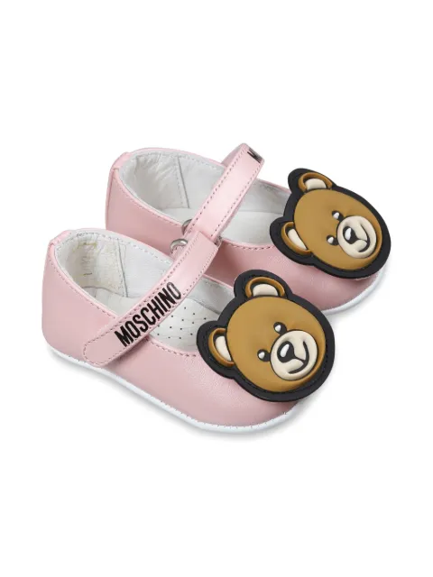 Moschino Kids Teddy bear-appliqué ballerina shoes