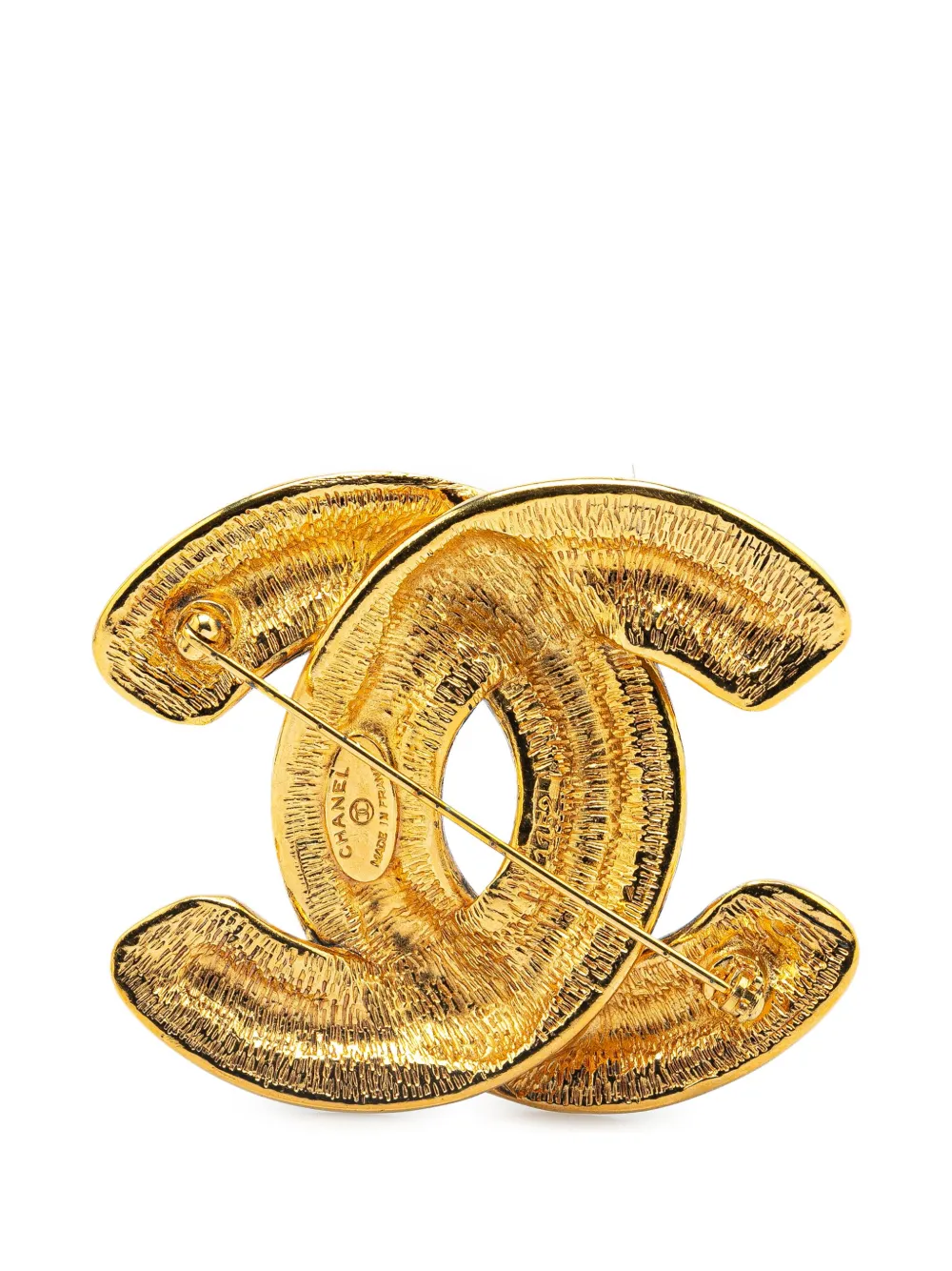 CHANEL Pre-Owned 1900s vergulde CC gewatteerde broche - Goud