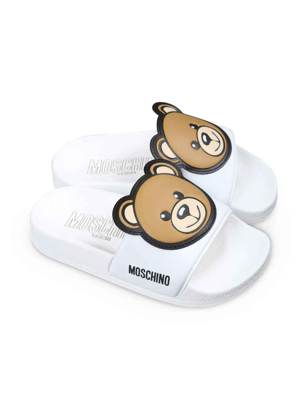 Moschino Kids Teenslippers met Teddy Bear-applicatie Wit