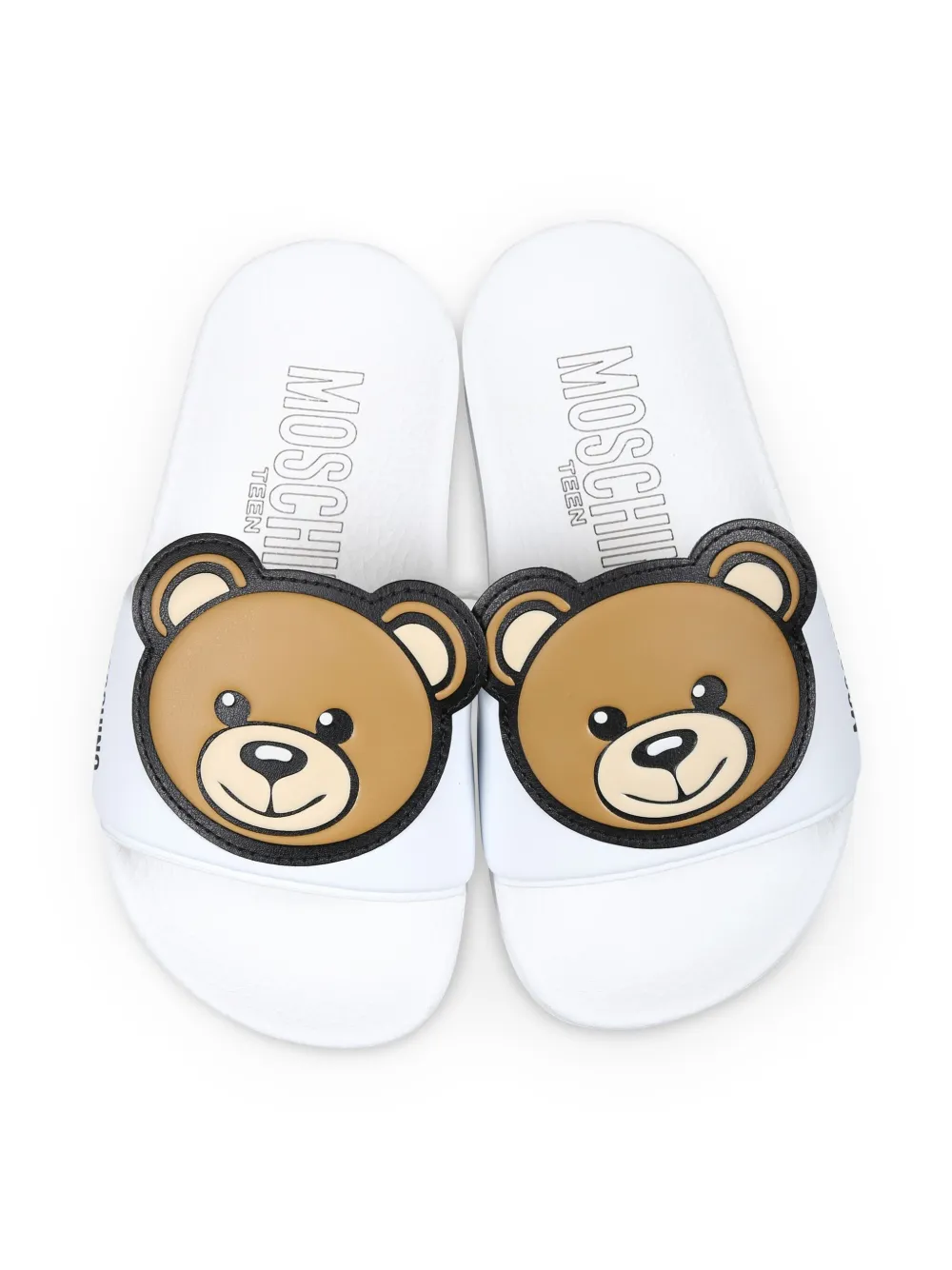 Moschino Kids Teddy Bear-appliqué flip flops White