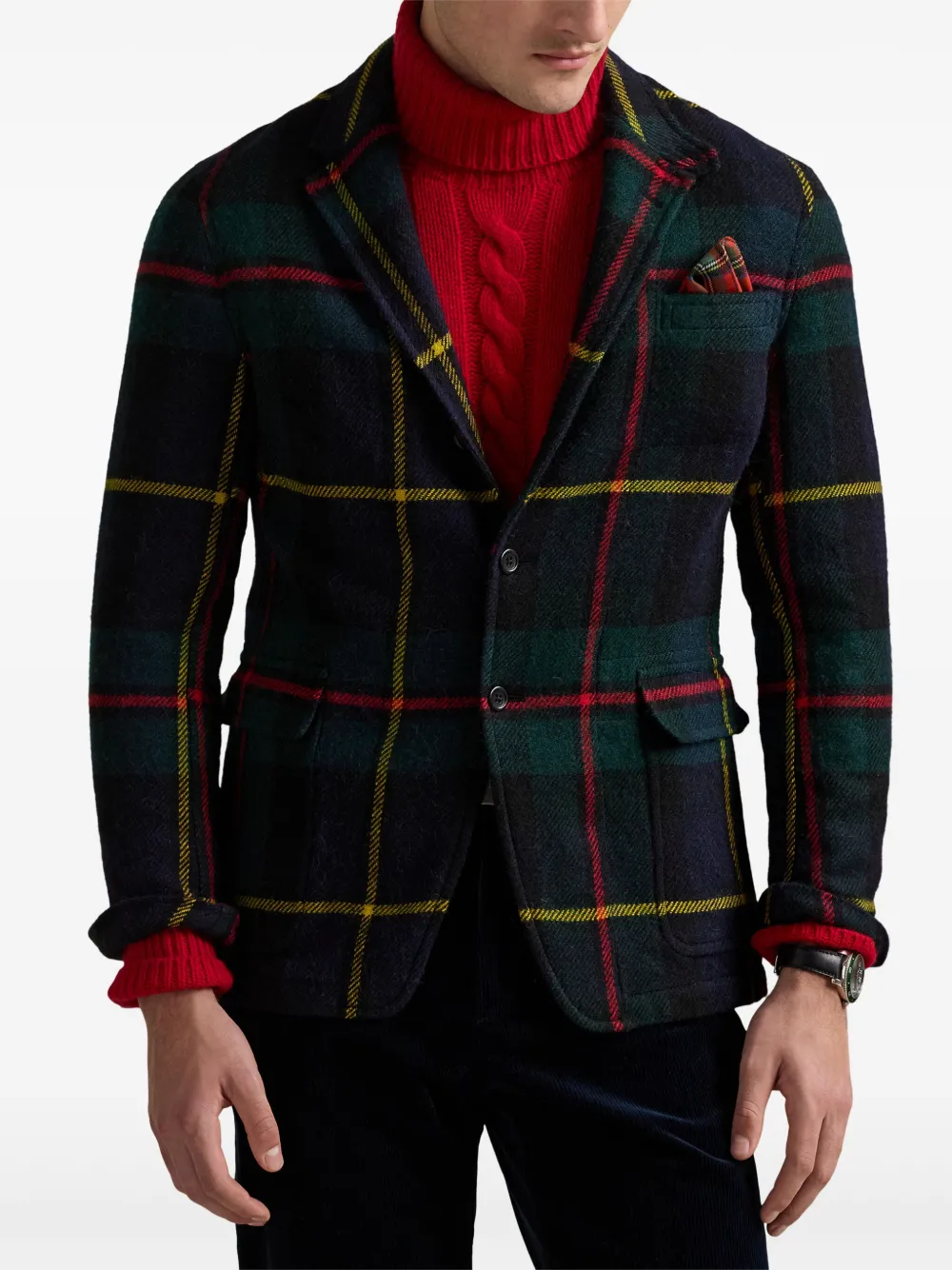 poloralphlauren Polo Ralph Lauren Blazer met tartan ruit - Zwart