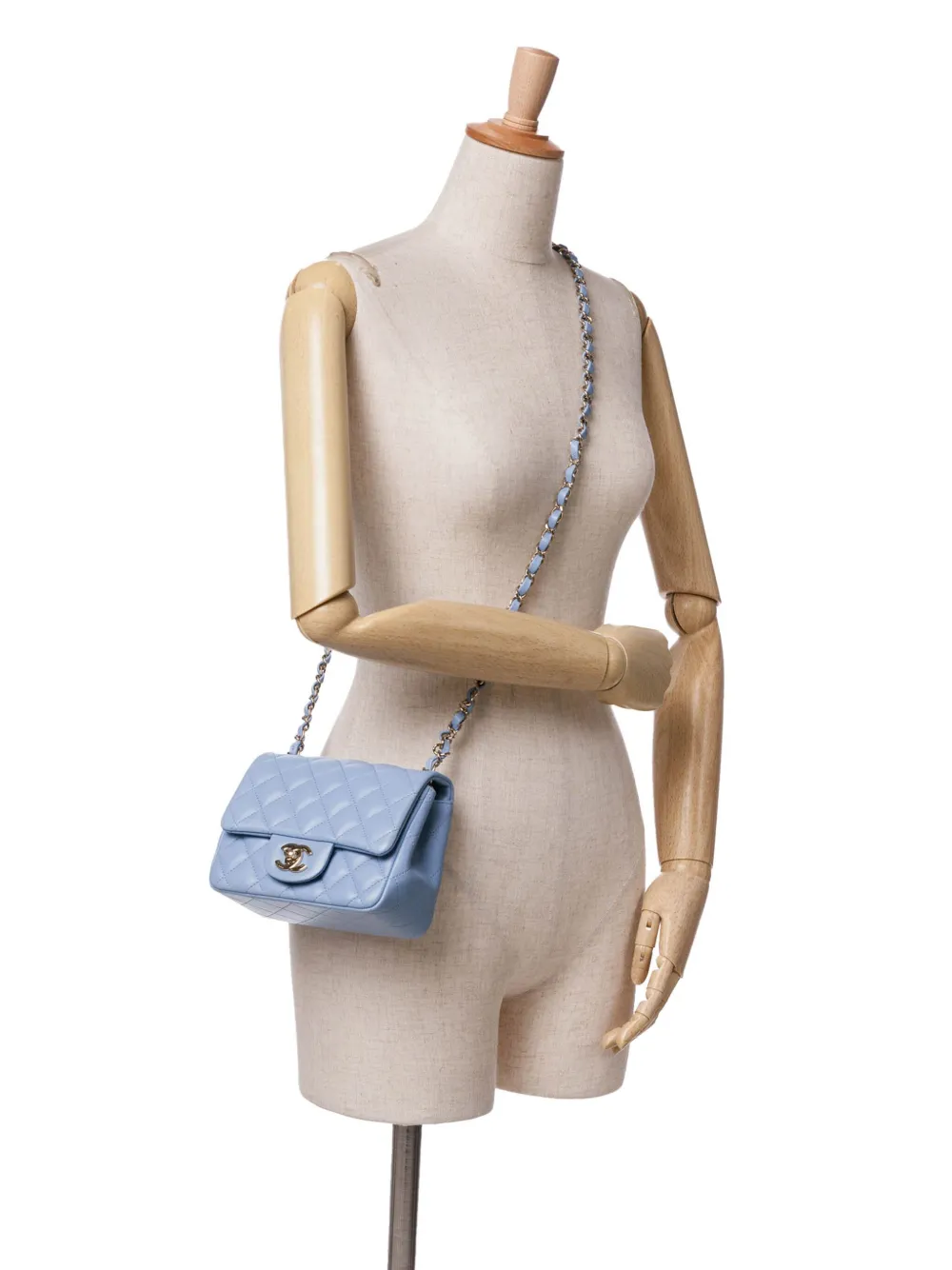 CHANEL Pre-Owned 2020 Mini Classic Single Flap lamsleren vierkante crossbodytas - Blauw