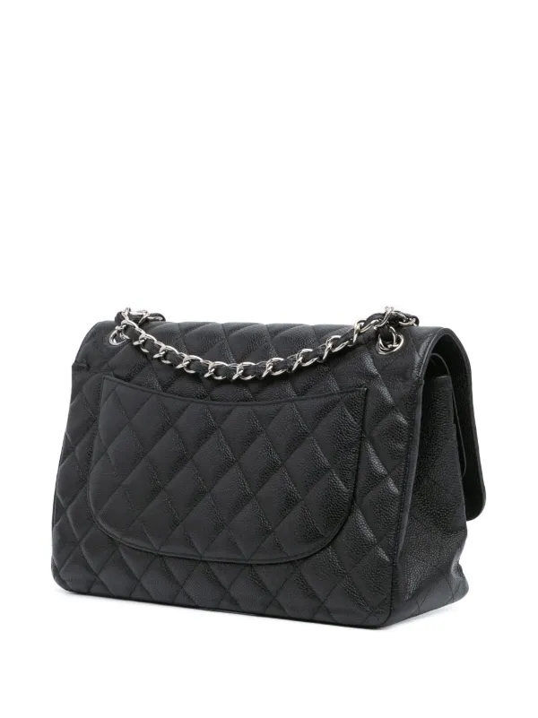 CHANEL キャビア クラシック ジャンボ フラップバッグ CHANEL Vintage Black Classic Large Jumbo Single Flap Bag