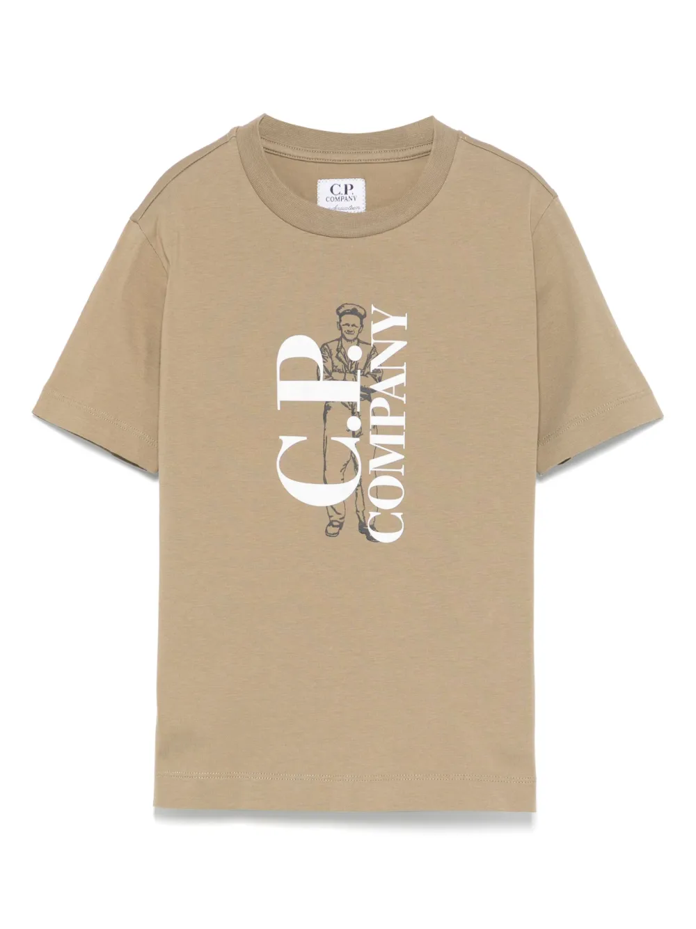 C.P. Company Kids T-shirt met logoprint Beige