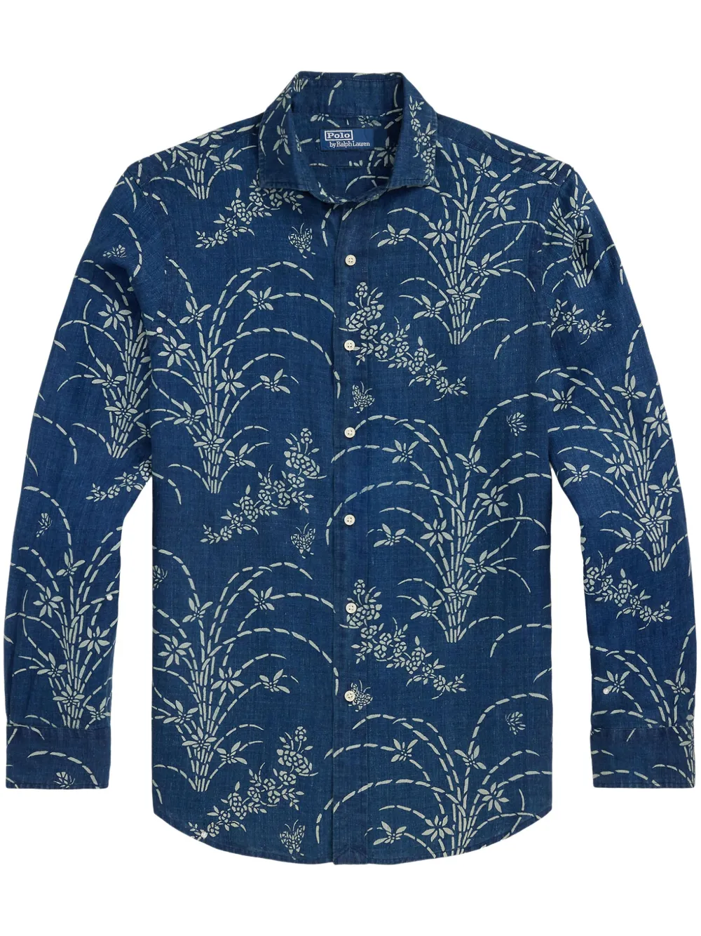 floral-print linen shirt