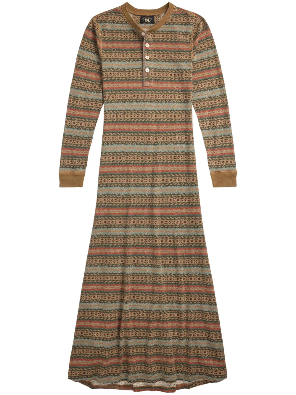 Ralph Lauren RRL Henley maxi-jurk Bruin