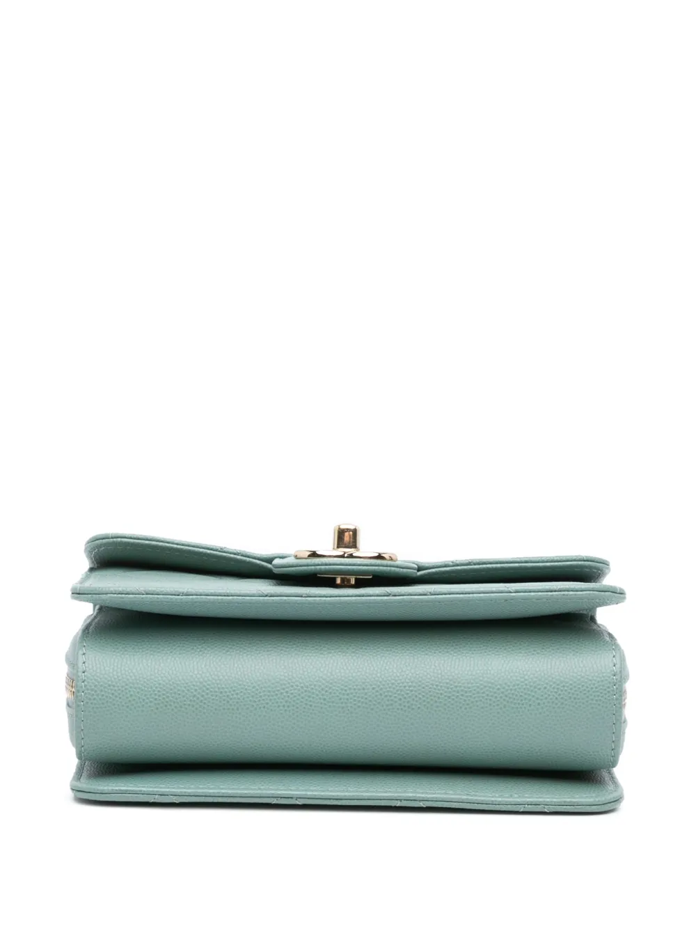 Pre-owned Chanel 2021-2024 Mini Caviar Like A Wallet Flap Crossbody Bag In Blue