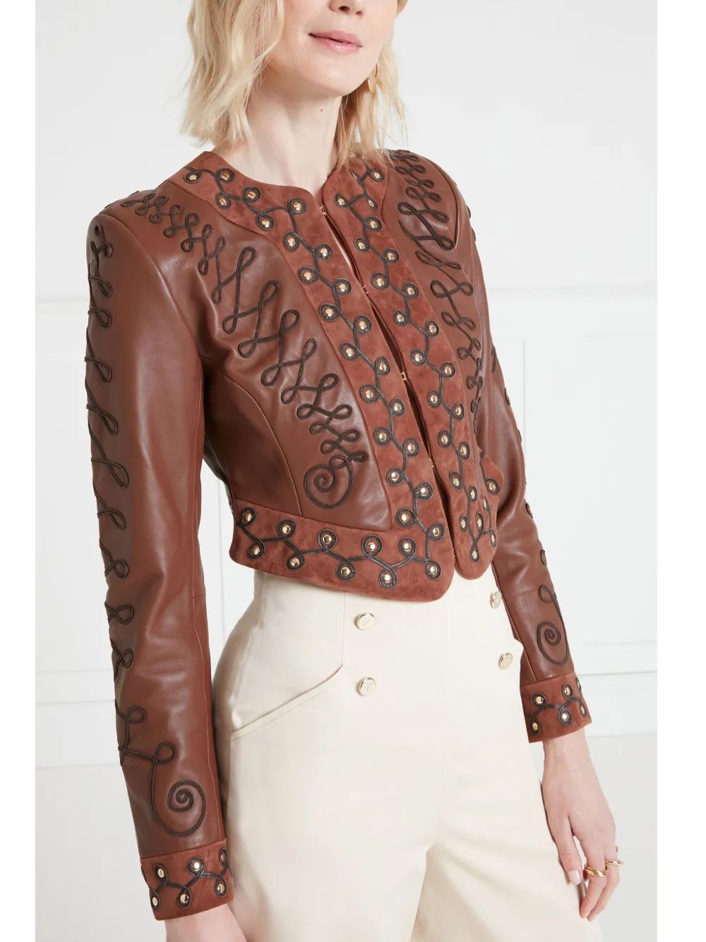 Temperley London Pablo Leather Jacket In Brown