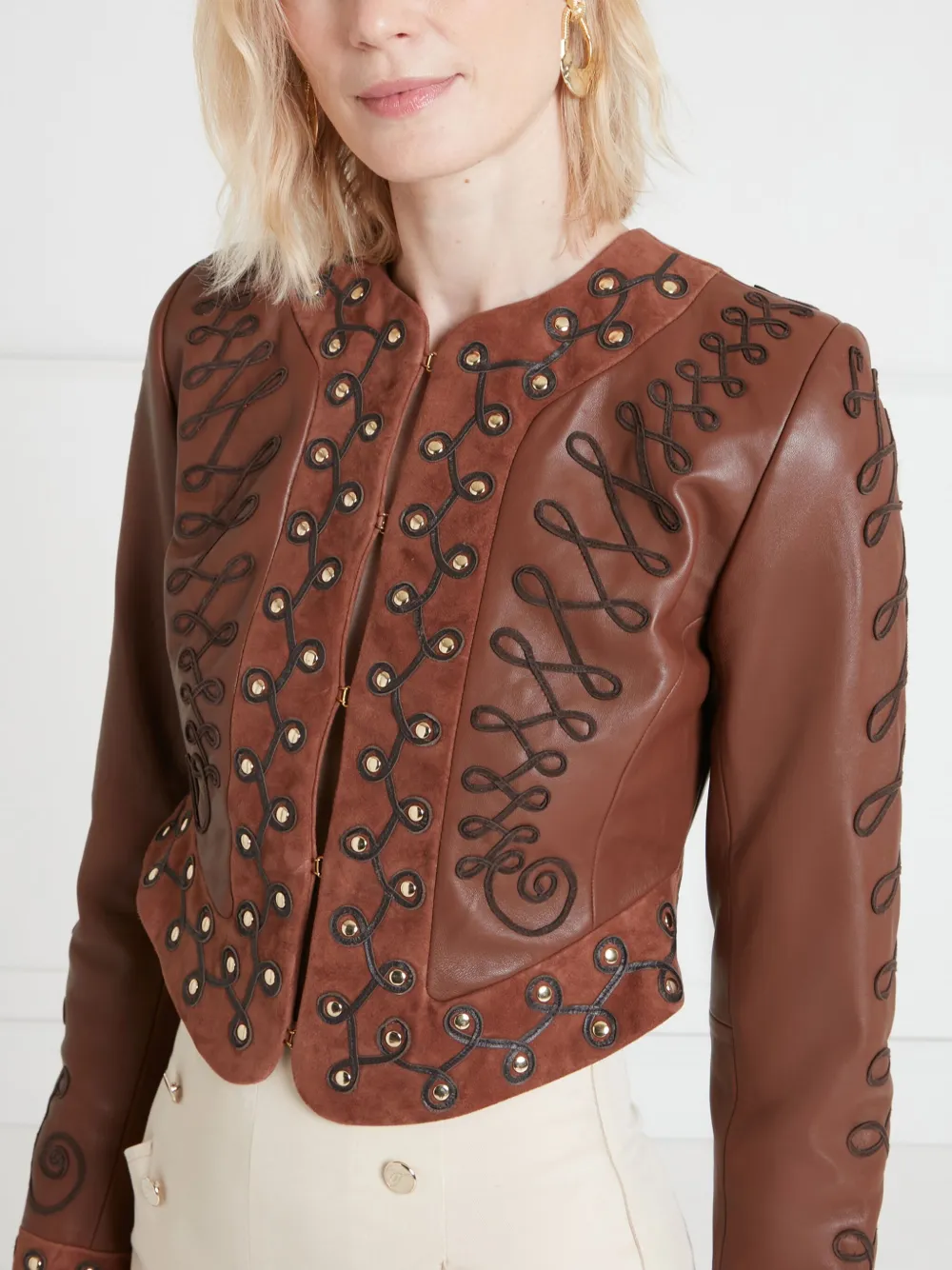 Temperley London Pablo Leather Jacket In Brown