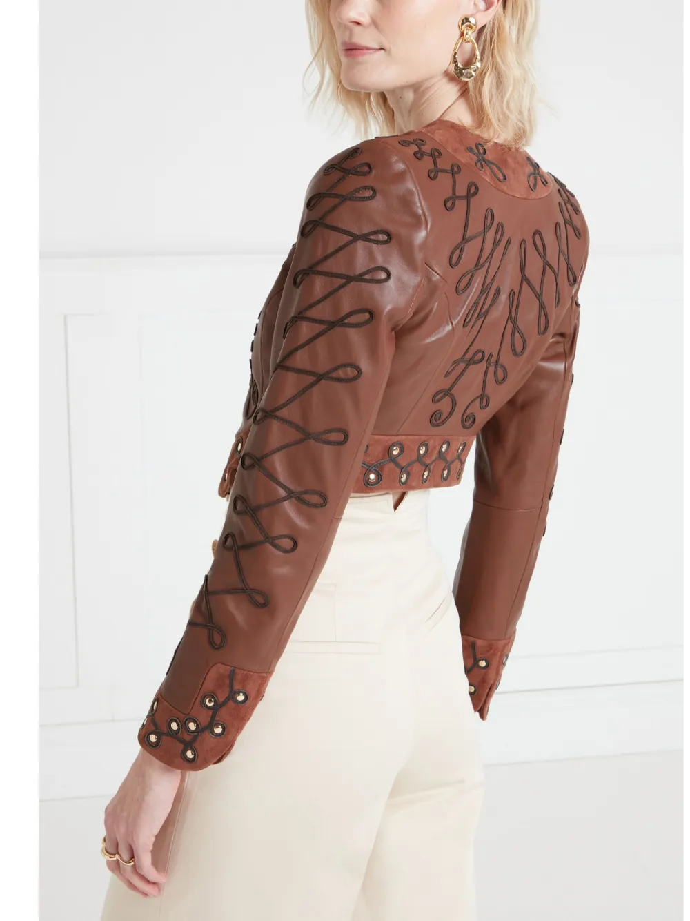 Temperley London Pablo Leather Jacket In Brown