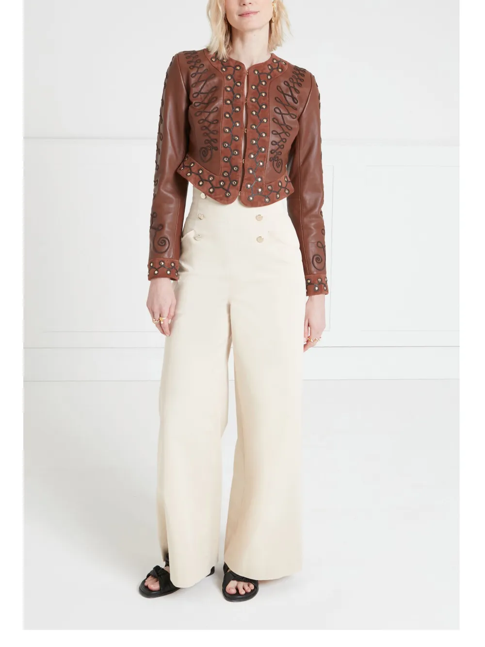 Temperley London Pablo Leather Jacket In Brown