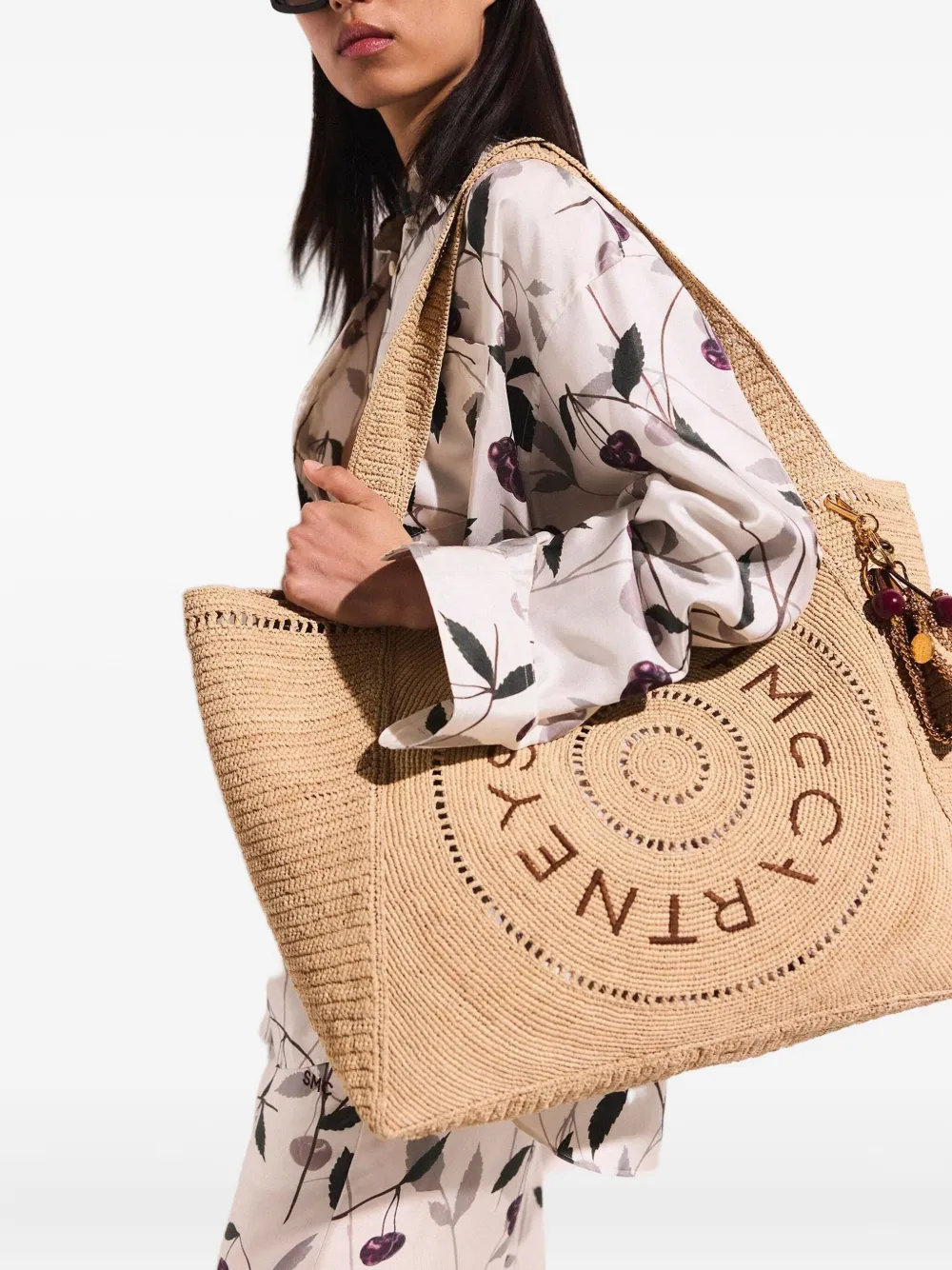Stella McCartney Shopper met geborduurd logo Beige