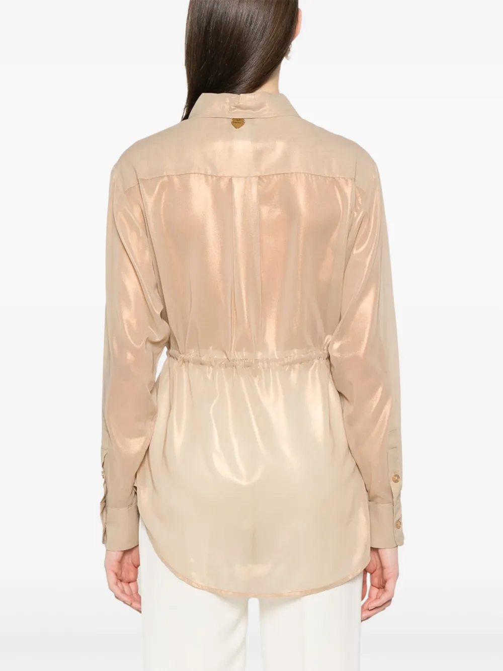 Shop Twinset Laminated Georgette Shirt In Neutrals