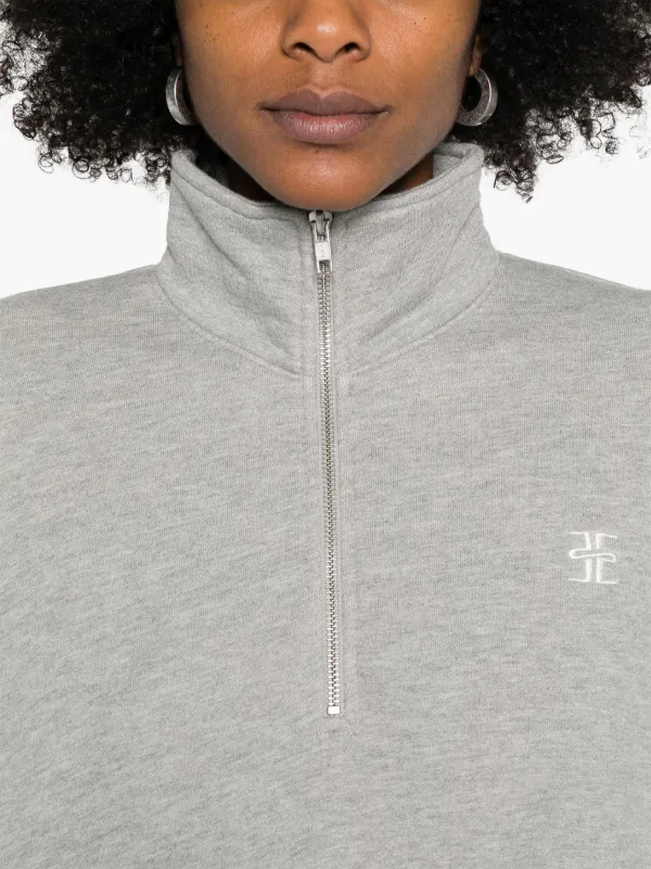 ETERNE Cropped half-zip Sweatshirt Grey FARFETCH HK