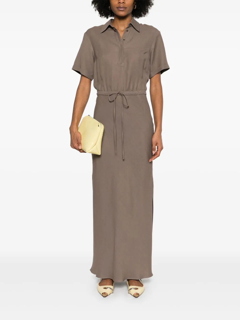 Brunello Cucinelli Twill maxi-jurk - Bruin