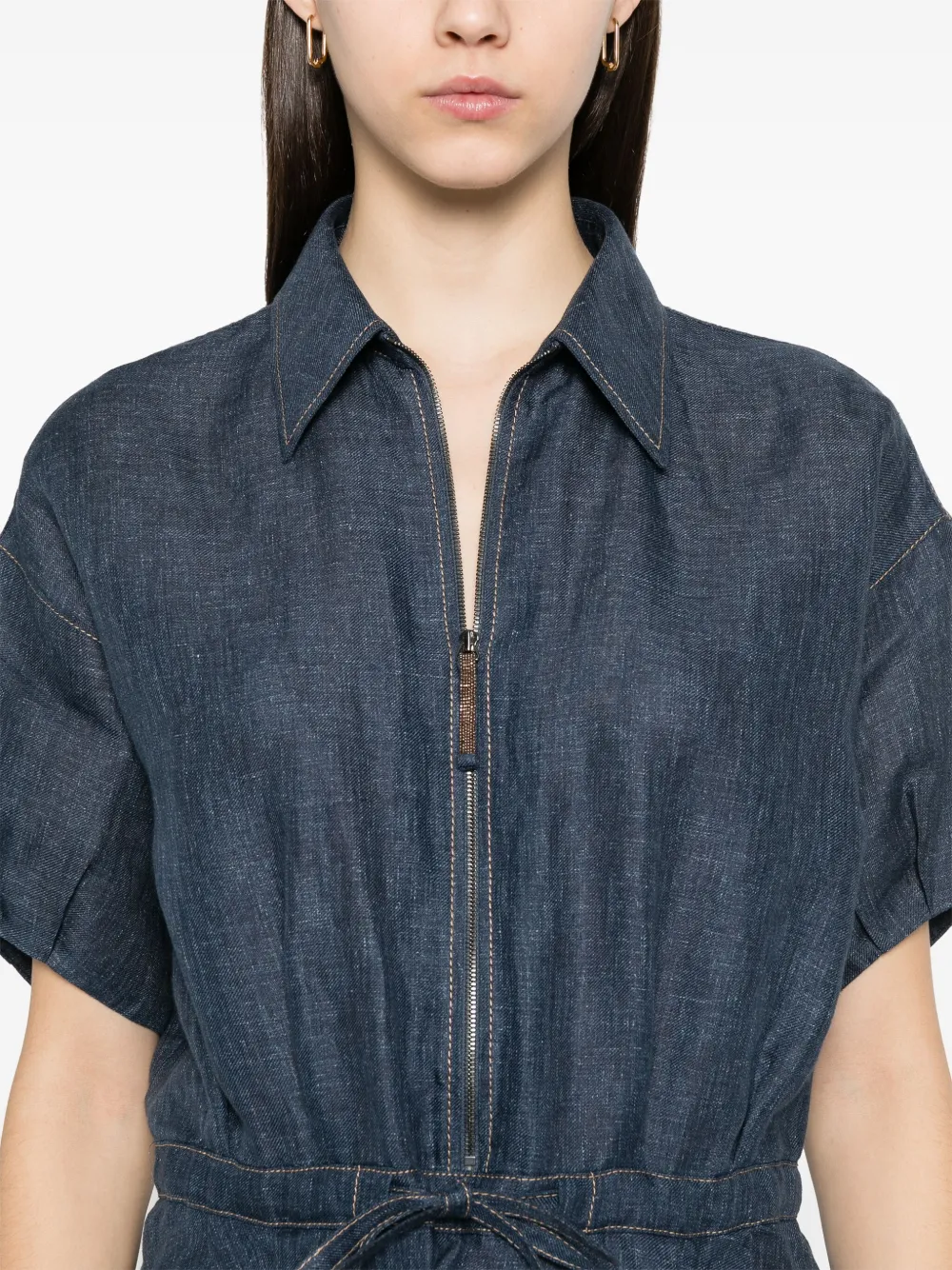 Brunello Cucinelli Denim maxi-jurk Blauw