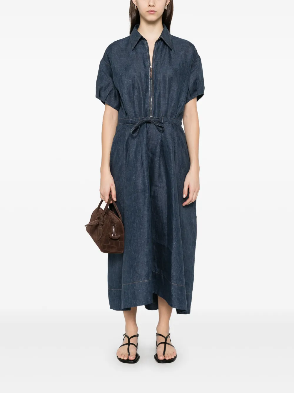 Brunello Cucinelli Denim maxi-jurk - Blauw