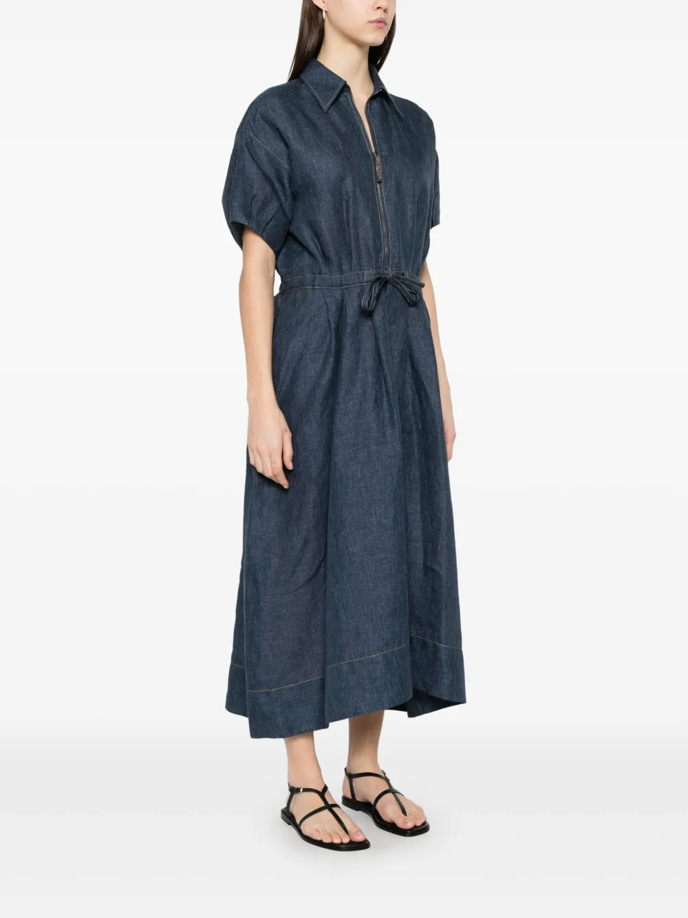 Brunello Cucinelli Denim maxi-jurk Blauw