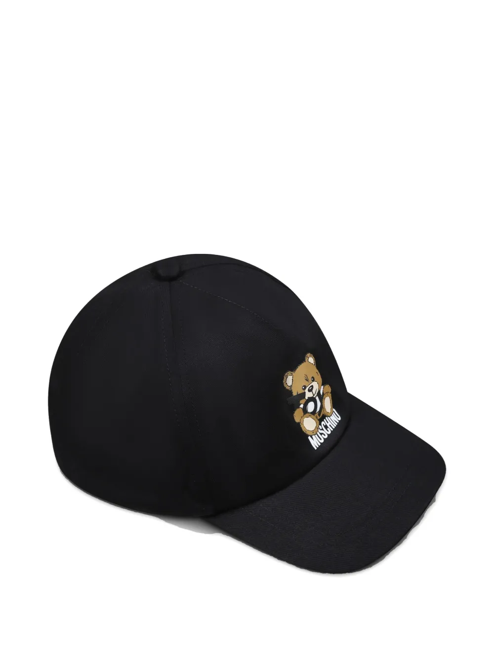 Moschino Teddy-logo-print Cotton Cap In Black