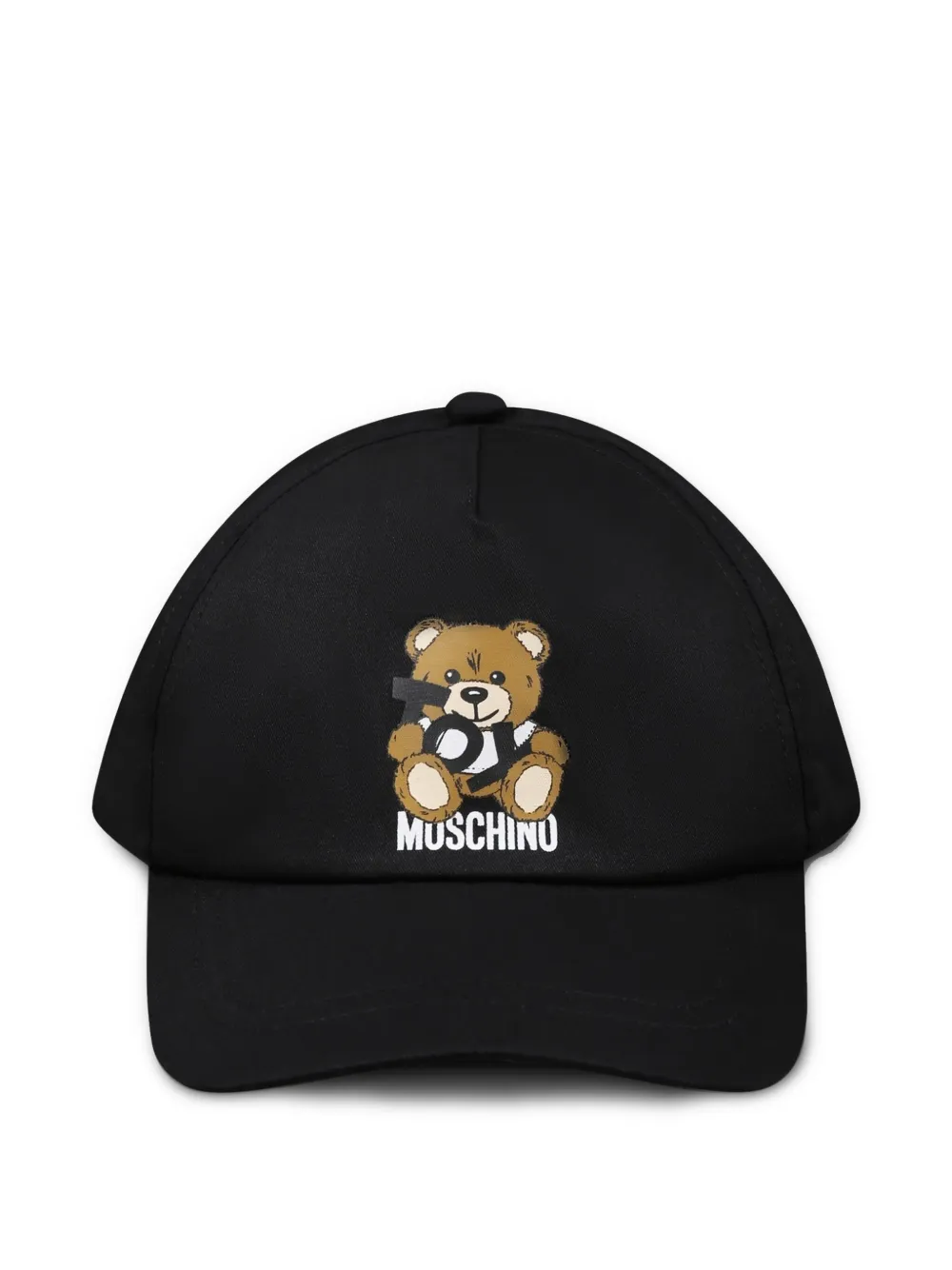 Moschino Kids Katoenen pet met teddy-logoprint Zwart