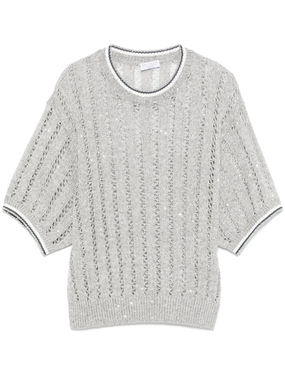 Brunello Cucinelli sequinned knit top | Grey | Image 1