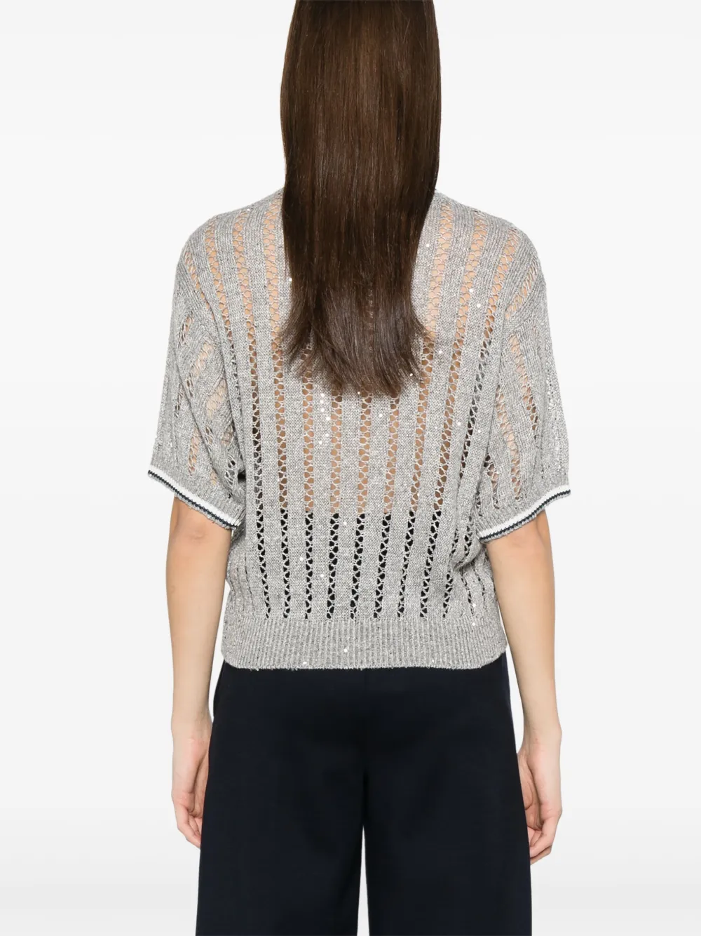 Brunello Cucinelli Top met pailletten Grijs