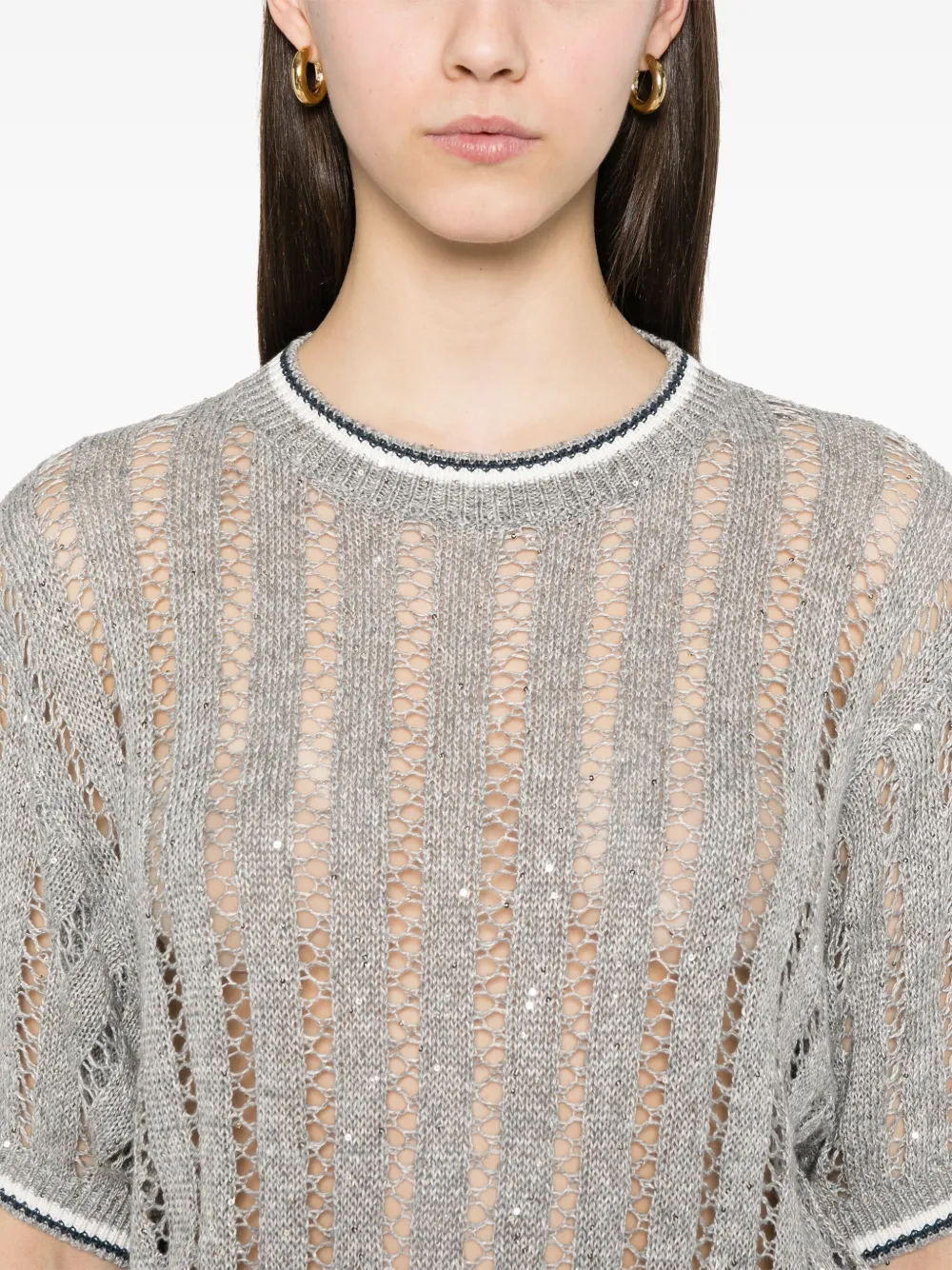 Brunello Cucinelli Top met pailletten Grijs
