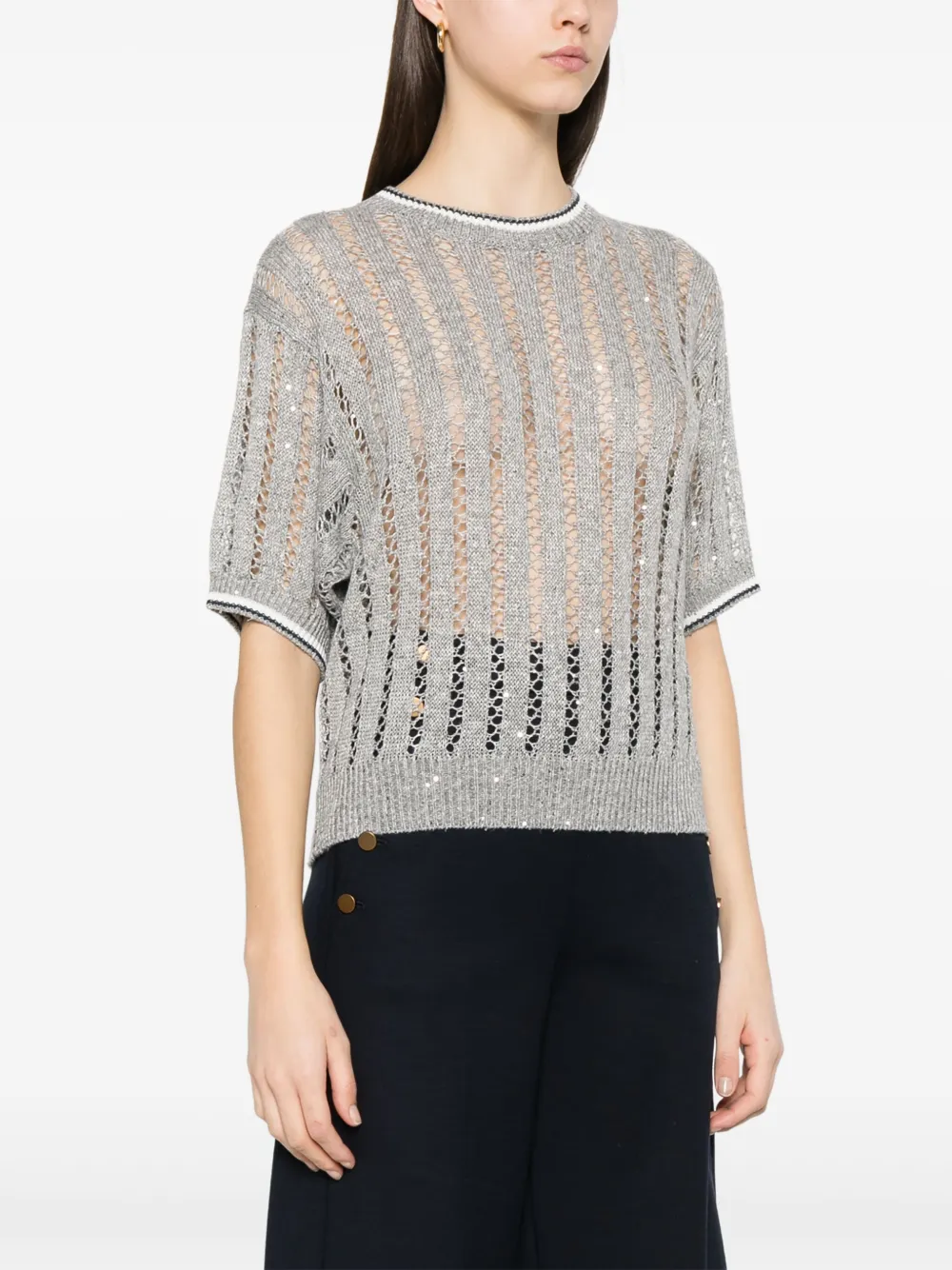 Brunello Cucinelli Top met pailletten Grijs
