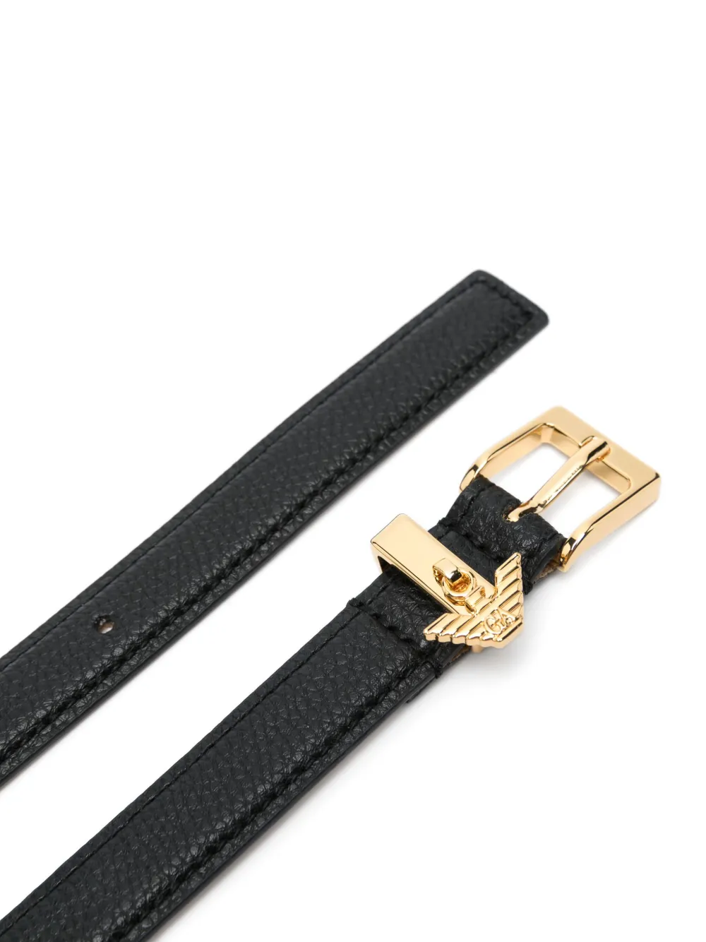 Emporio Armani Eagle logo-charm leather belt - Zwart