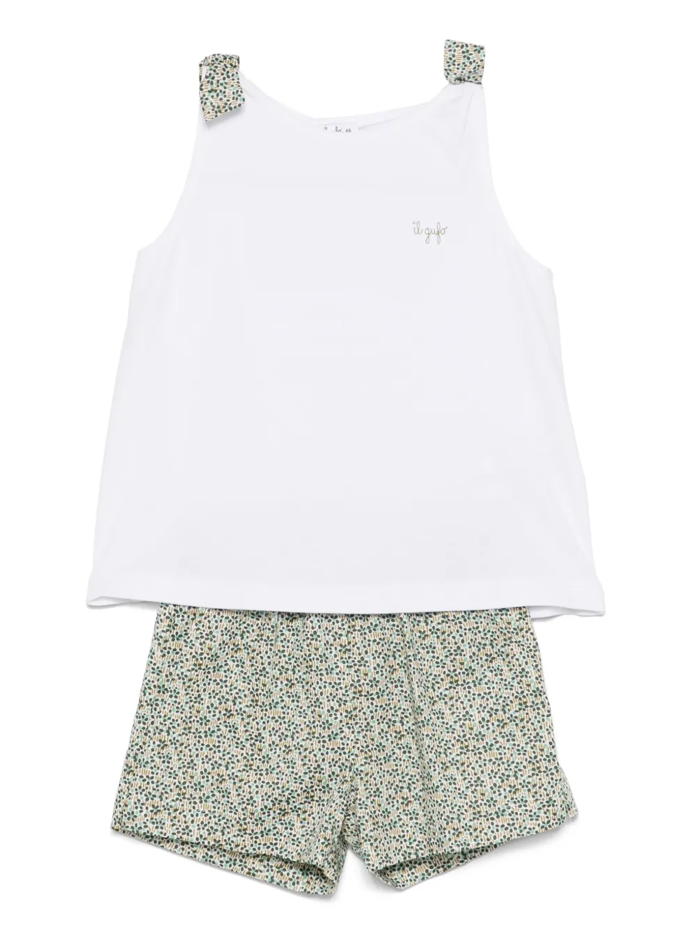 Il Gufo Top en shorts met bloe print Wit