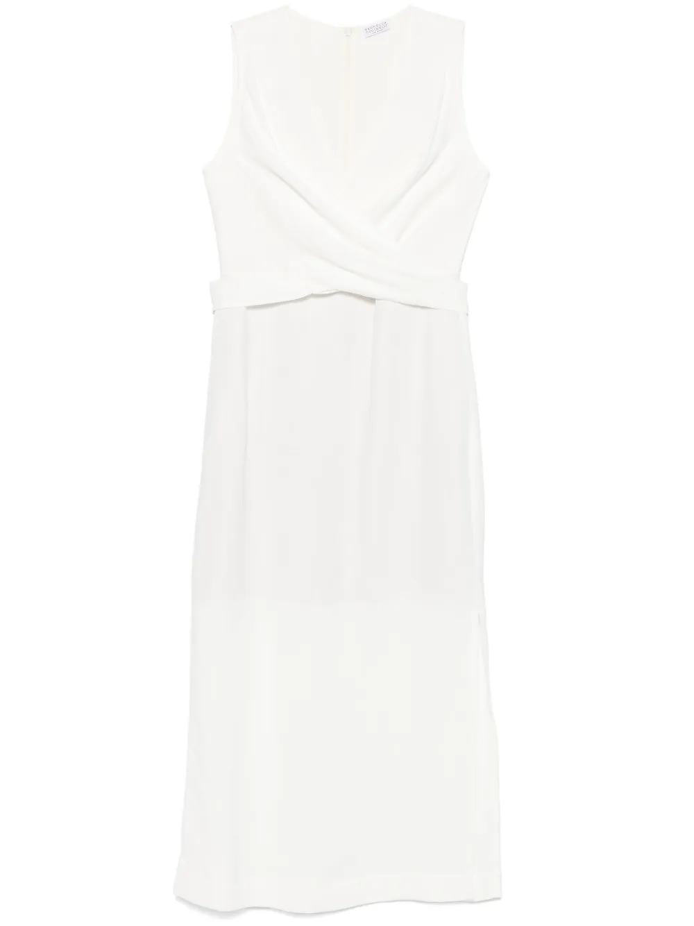 Brunello Cucinelli twill wrap midi dress | White | Image 1