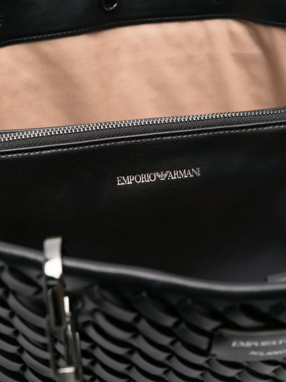 Shop Emporio Armani Interwoven Tote Bag In Black