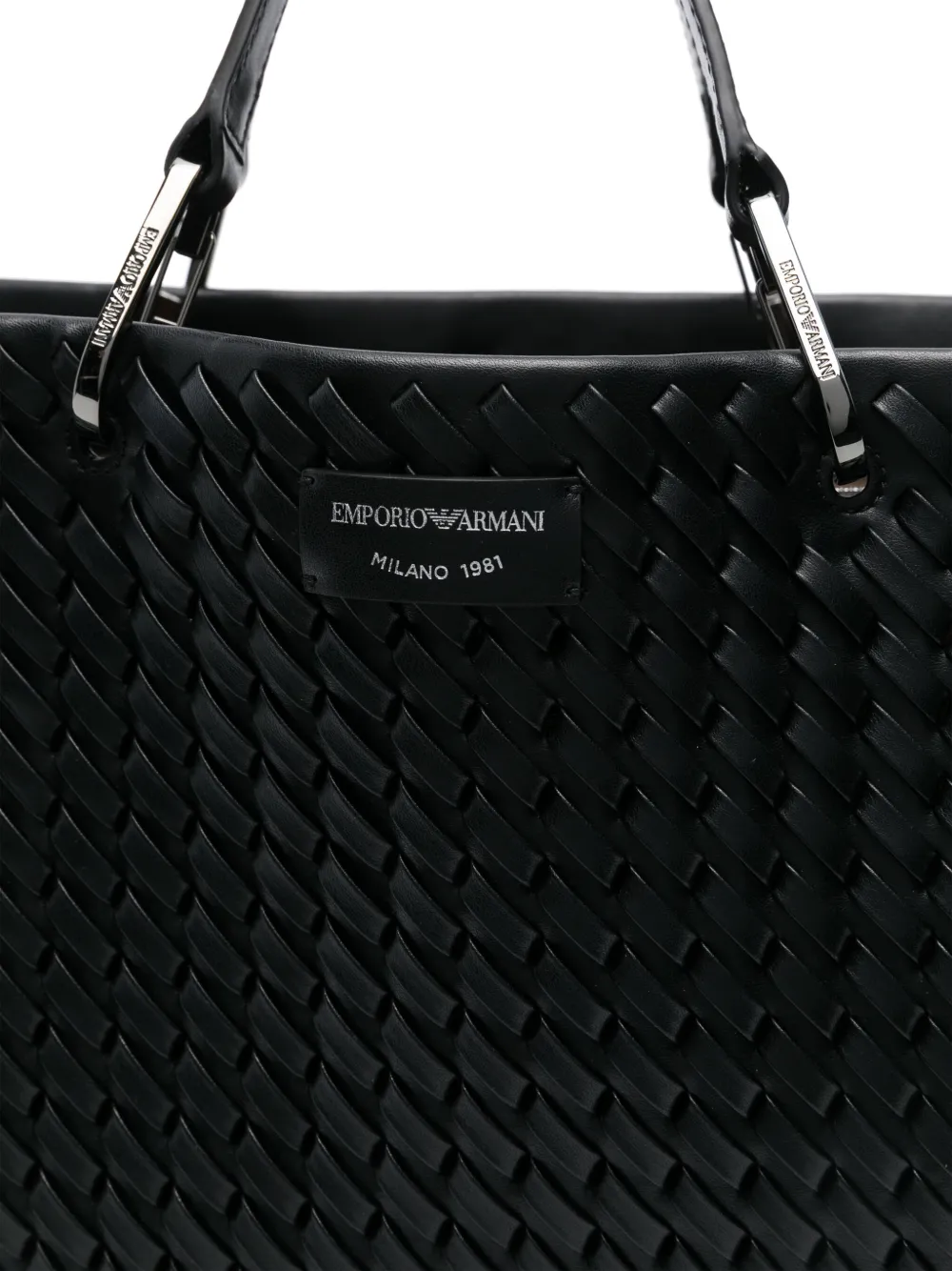 Shop Emporio Armani Interwoven Tote Bag In Black