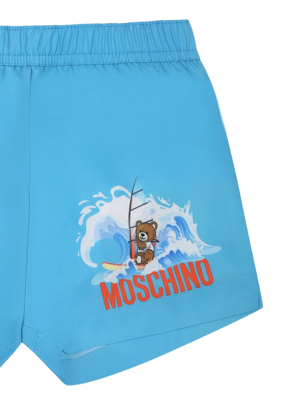 Moschino Kids Zwembroek met teddy-logoprint Blauw