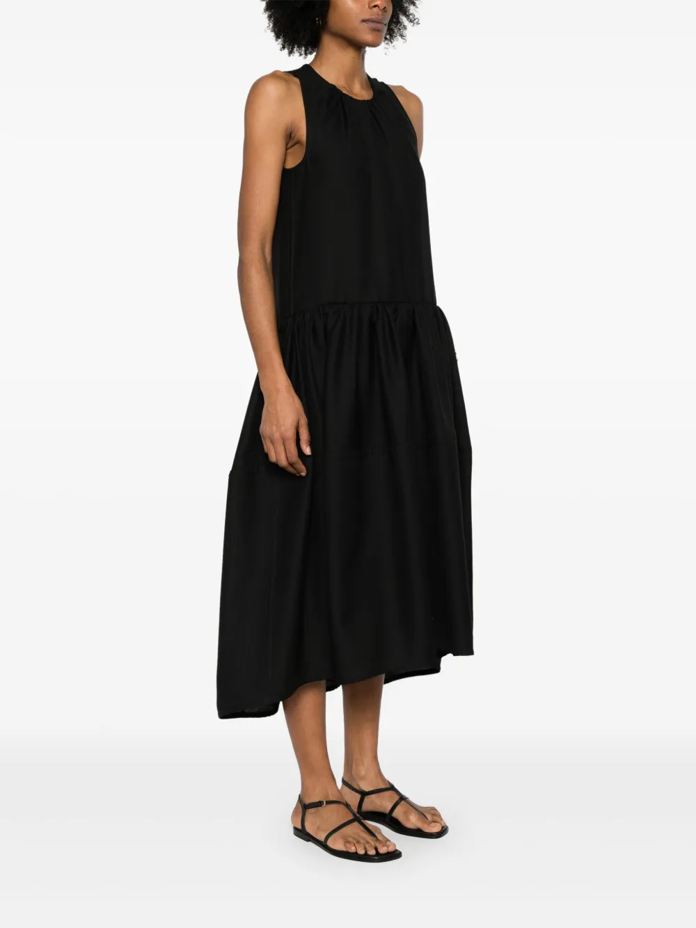 Jil Sander Wollen midi-jurk Zwart