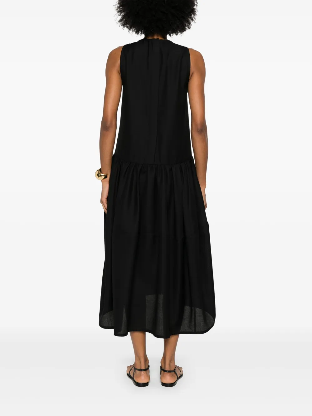 Jil Sander Wollen midi-jurk Zwart