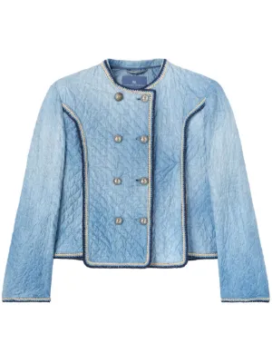 ジャケット ERMANNO SCERVINO DENIM-PRINT JACQUARD JACKET ERMANNO SCERVINO denim-print jacquard jacket - Blue